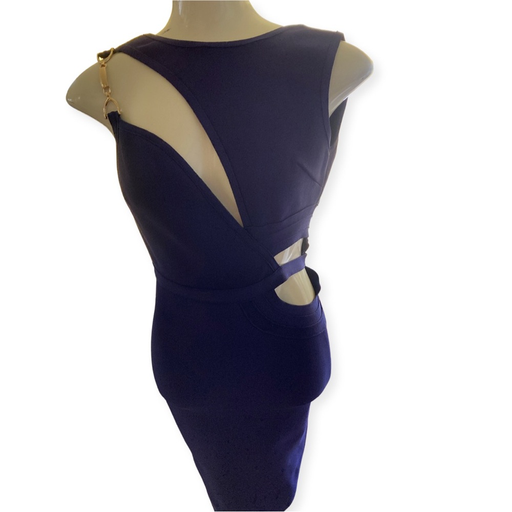Chic Asymmetrical Navy Dress